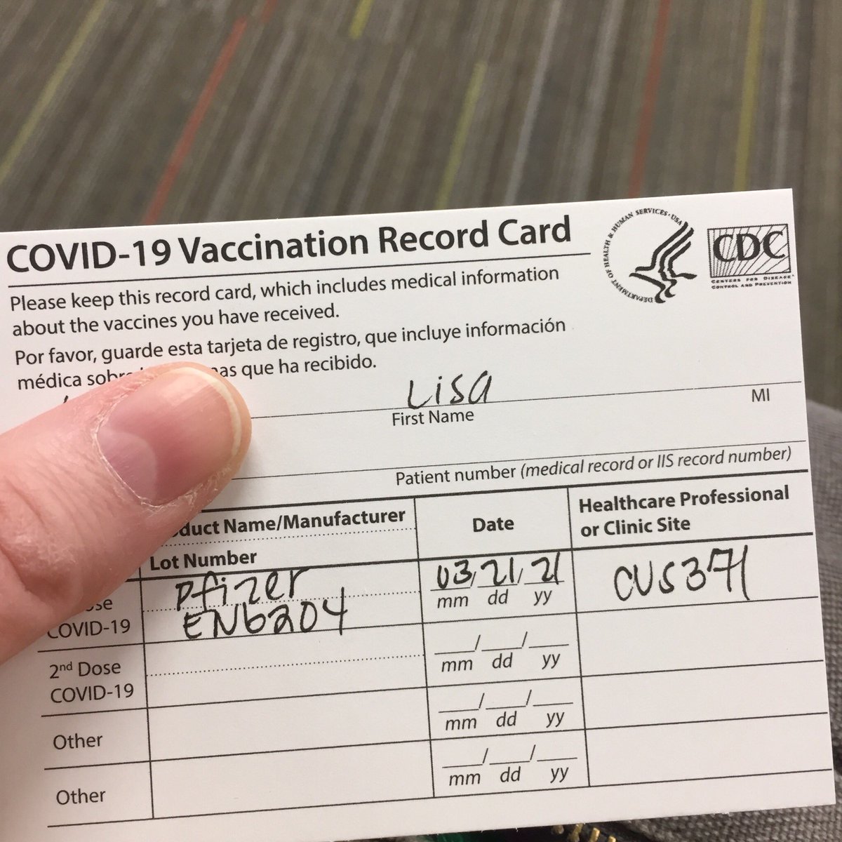 Literally tearing up with happiness right now. Didn’t even feel the pinch. #covidvacccine #longhaulcovid #takethatcovid19