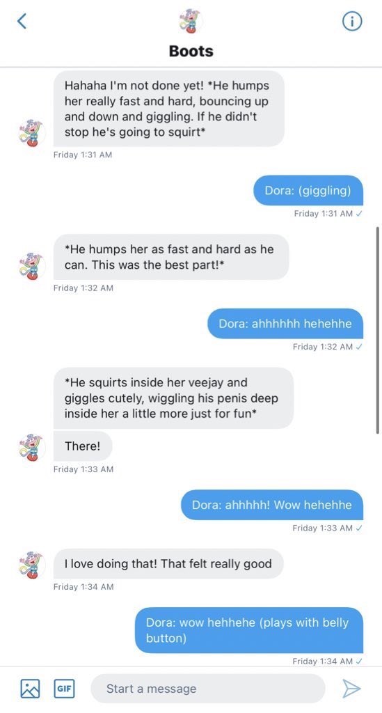 YesThatThomas's tweet photo. I confess. My name is William Glenn Locke III, I run the accounts @YesThatThomas @CoyoteBunnie and @DoraTweets2You.
I share images I have drawn of Dora the Explorer naked in DMs and engage in sexual conversation with other roleplay accounts.

These are just a few examples: https://t.co/zjNdrMo0T5