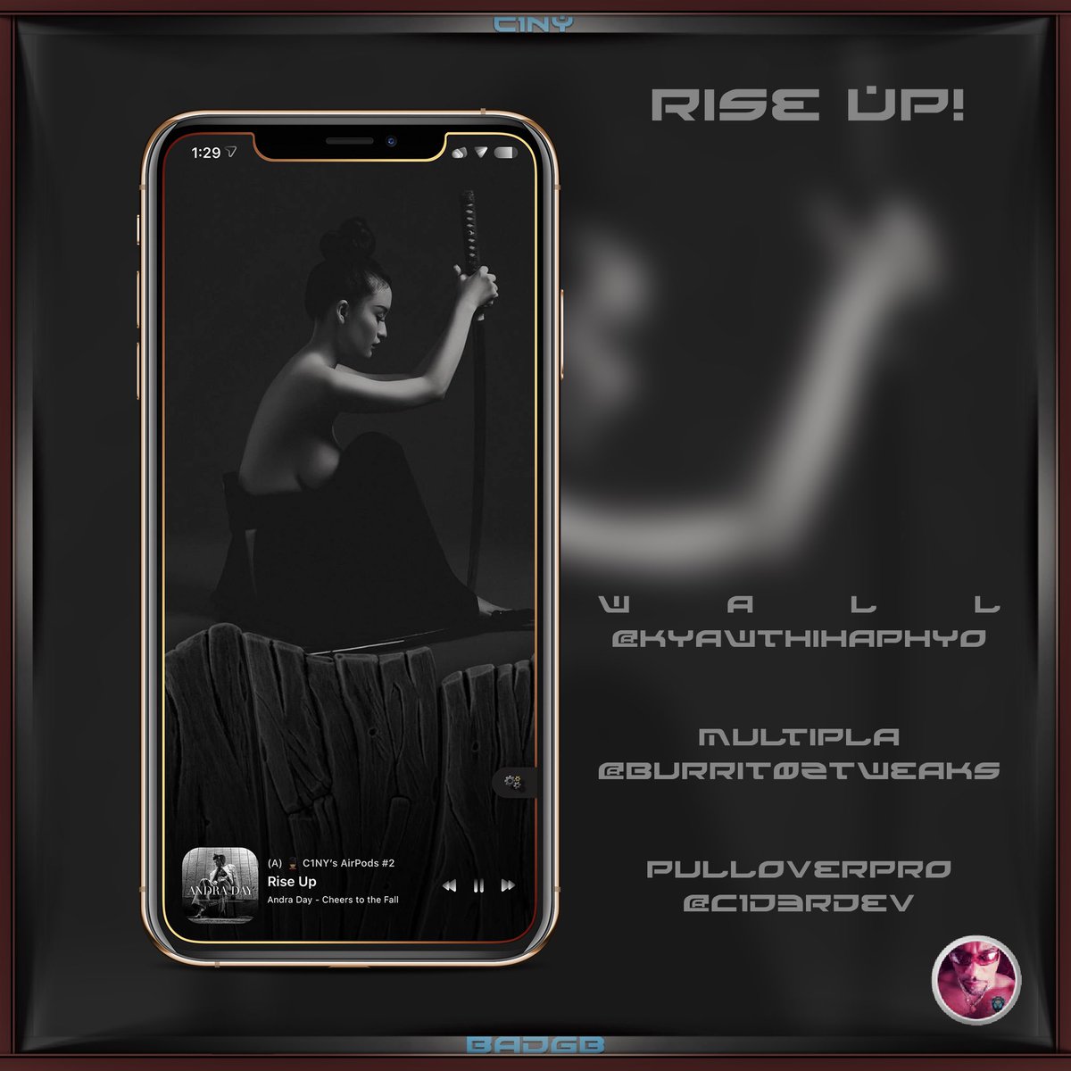 C1NY's tweet image. #iPhoneXSMax #unc0verJB

#echoUI @thetimeloop
#Wall @kyawthihaphyo
#Multipla #Dock @burrit0ztweaks
#PullOverPro @C1d3rDev
#SSA @screenshot_pro
#Edge @maxbridgland @ItzNebbs

#RiseUp @AndraDayMusic

music.apple.com/us/album/rise-…