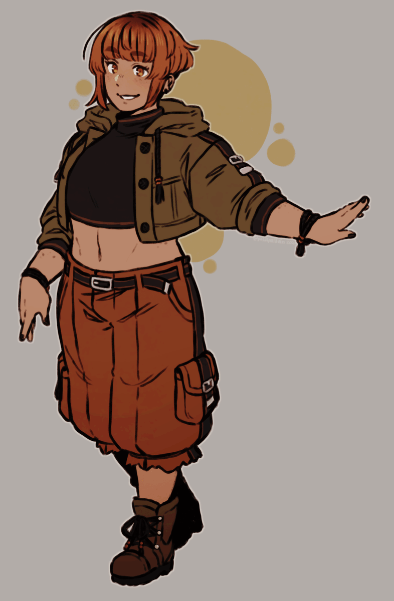 petalpaladin's tweet photo. [#PKMN | gardenia] redesigning pokemon charas looked like fun so i ended up doing gardenia. i tried giving her a more sporty, hiker vibe! 🍃✨ https://t.co/XEPh2vUa8E