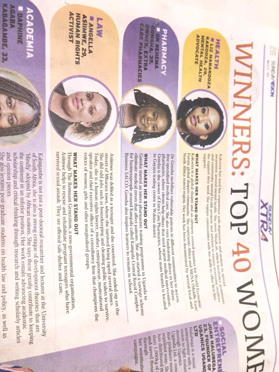 AAssimwe's tweet image. Wululu once again i am one of the winners of Top 40 under 40 years 2021 in today’s sunday @newvisionwire
This is a win for everyone dat has intentionally loved, uplifted & mentored me over the years.
Hope you grabbed yourself a copy or get one tomorrow
Congrats to other winners