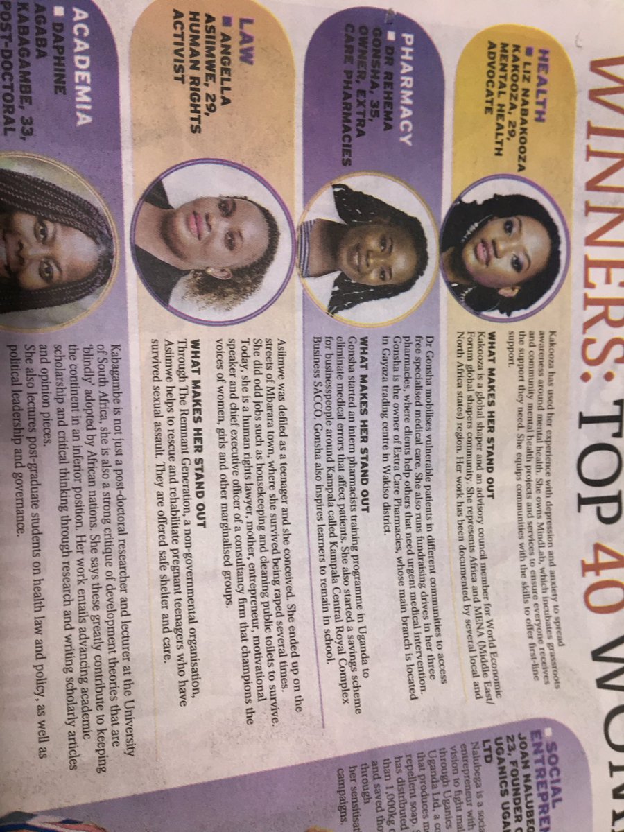 AAssimwe's tweet image. Wululu once again i am one of the winners of Top 40 under 40 years 2021 in today’s sunday @newvisionwire
This is a win for everyone dat has intentionally loved, uplifted & mentored me over the years.
Hope you grabbed yourself a copy or get one tomorrow
Congrats to other winners