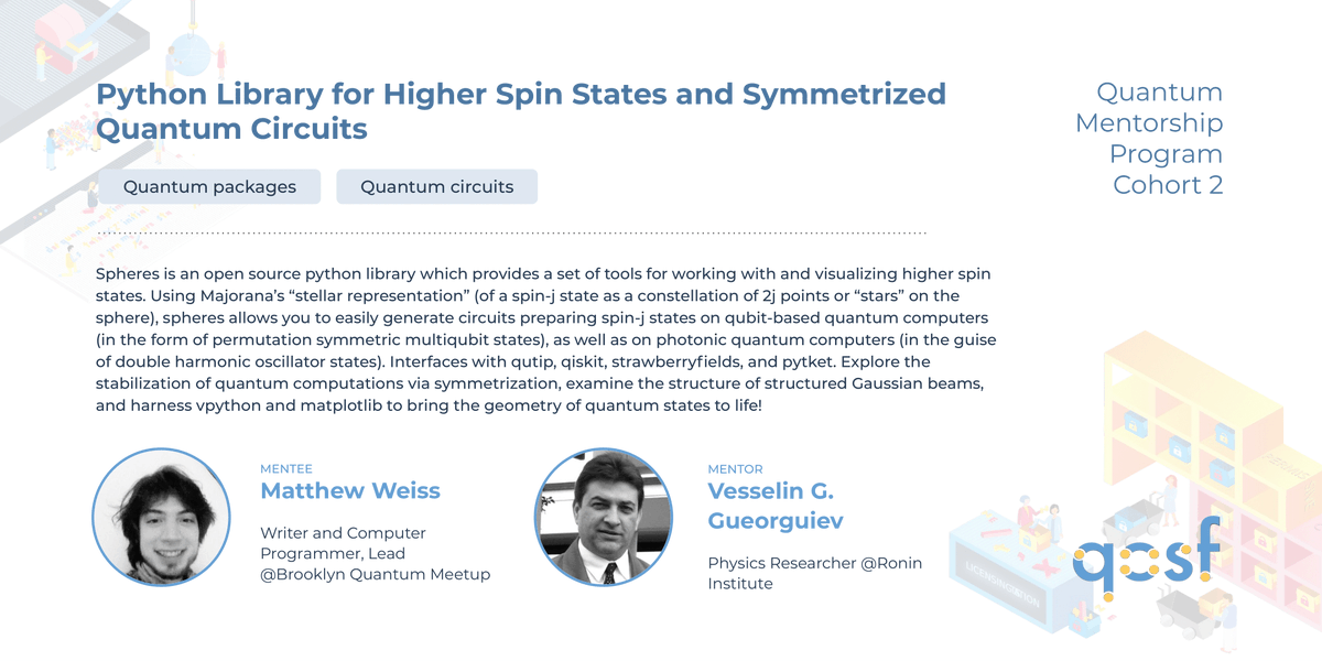 qosfoundation's tweet photo. QOSF #mentorship project highlight 🎉

💻 Python Library for Higher Spin States and Symmetrized Quantum Circuits
🔗 https://t.co/8fcHjrCKIO 

Mentee: Matthew Weiss 
Mentor: Vesselin G. Gueorguiev https://t.co/bCjcx2AJmU