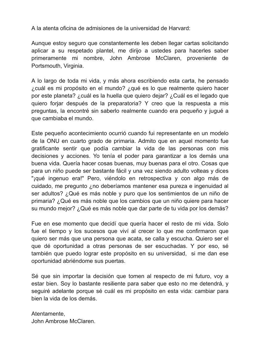 _mherondale's tweet photo. Carta de John a la Universidad.

Equipo rechazados ❄️ https://t.co/P2wYAf9VMU