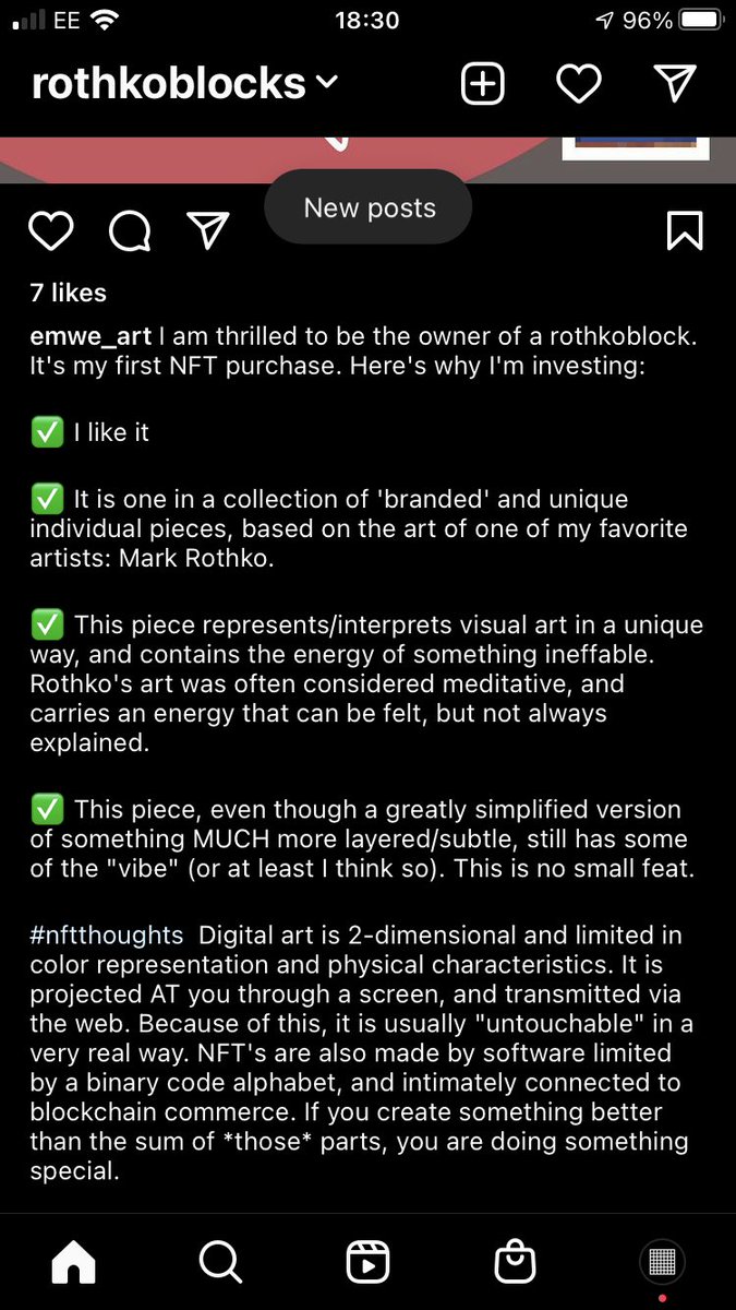 RothkoBlocks's tweet photo. This message/review made my day!!! Thank you so much to @emwe_art for putting in the time and effort to share your thoughts and insights behind your choice to support #RothkoBlocks I’m seriously blown away. #nft #nftart #nftartist https://t.co/rr2q5TLx5I