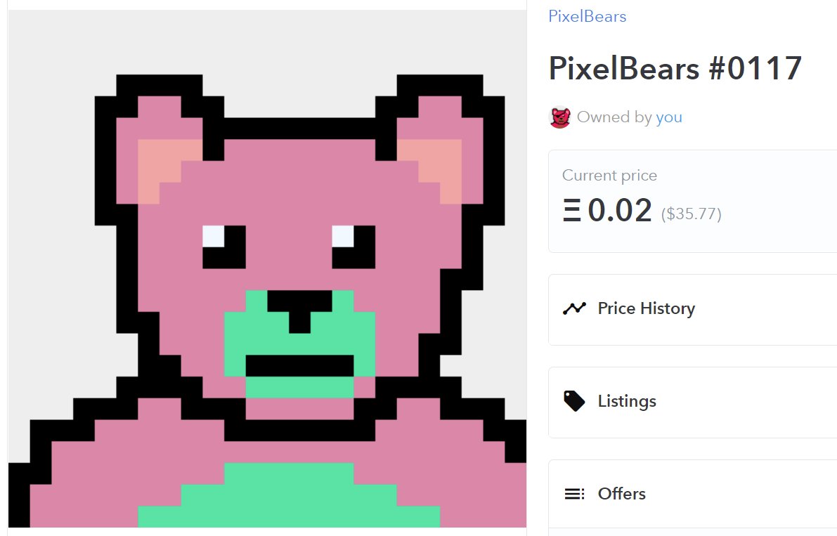 Pixel_Bears's tweet photo. @Pixel_Bears #0117 is here just in time for Spring! Hard to not love that pink and green combo...

#nft #cryptoart #opensea https://t.co/18dqNxWZwd