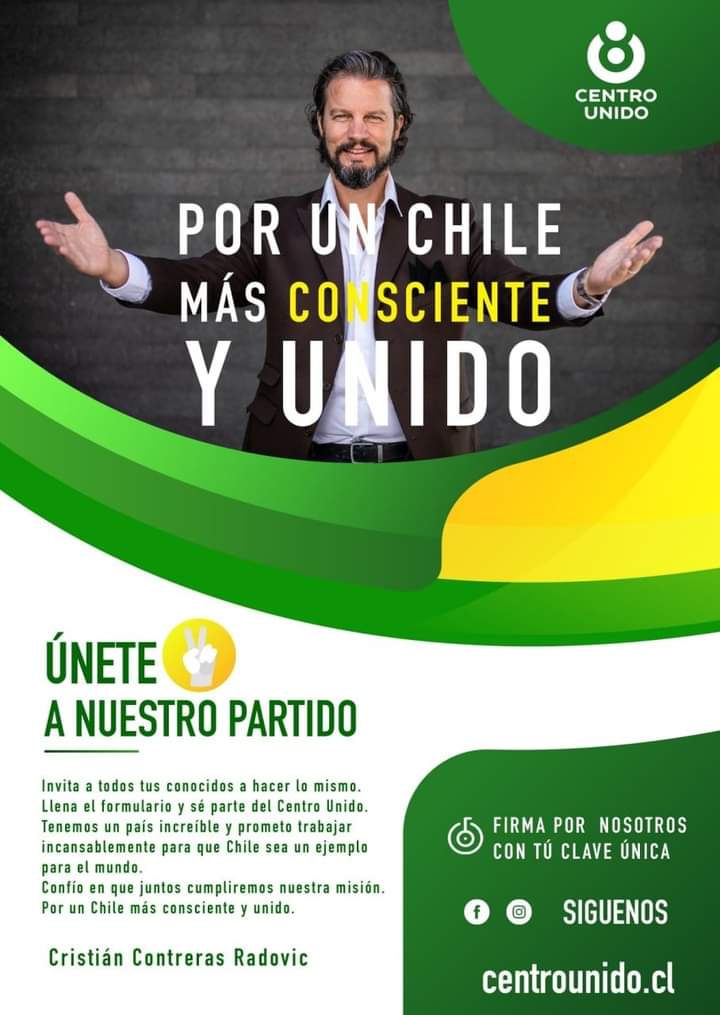 ovejunis's tweet photo. Necesitamos el apoyo de todos para que el #CentroUnido sea el primer partido oficial de Centro Político en la historia de Chile, alejado de las derechas e izquierdas. Pueden unirse con su Clave Única en https://t.co/inOdmaHtZk 
Por un Chile más consciente y unido. https://t.co/kuScsppy9m