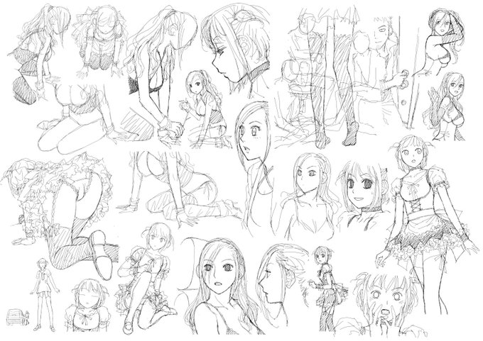 連載作のボツラフ保管ファイルから…
後から見たら、こっちの方が良かったかな〜みたいなのもあって複雑だけど、未完成なラフだから脳内補完で良く見えてるだけかも_φ(>∇<;) 