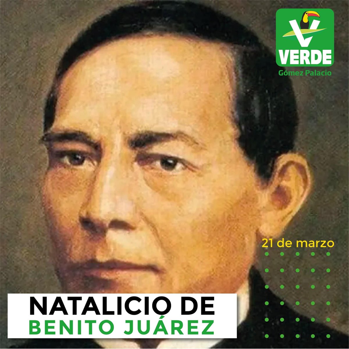 PartidoVerde_GP's tweet photo. Este 21 de marzo se conmemora el natalicio de Benito Juárez, También conocido como El Benemérito de las Américas por su lucha contra la invasión francesa; Benito Juárez estableció las bases sobre las que se funda el Estado laico y la República federal en México. https://t.co/8eyv2GJPGj