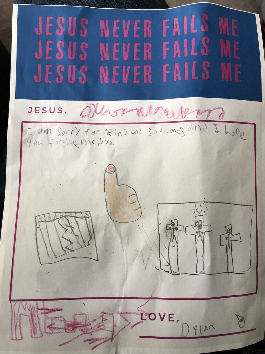 DerekVreeland's tweet photo. Dylan, my 11 year-old, confessed his sins in kids church today. ππ»#okaybyeee https://t.co/wLd4eX2XRy