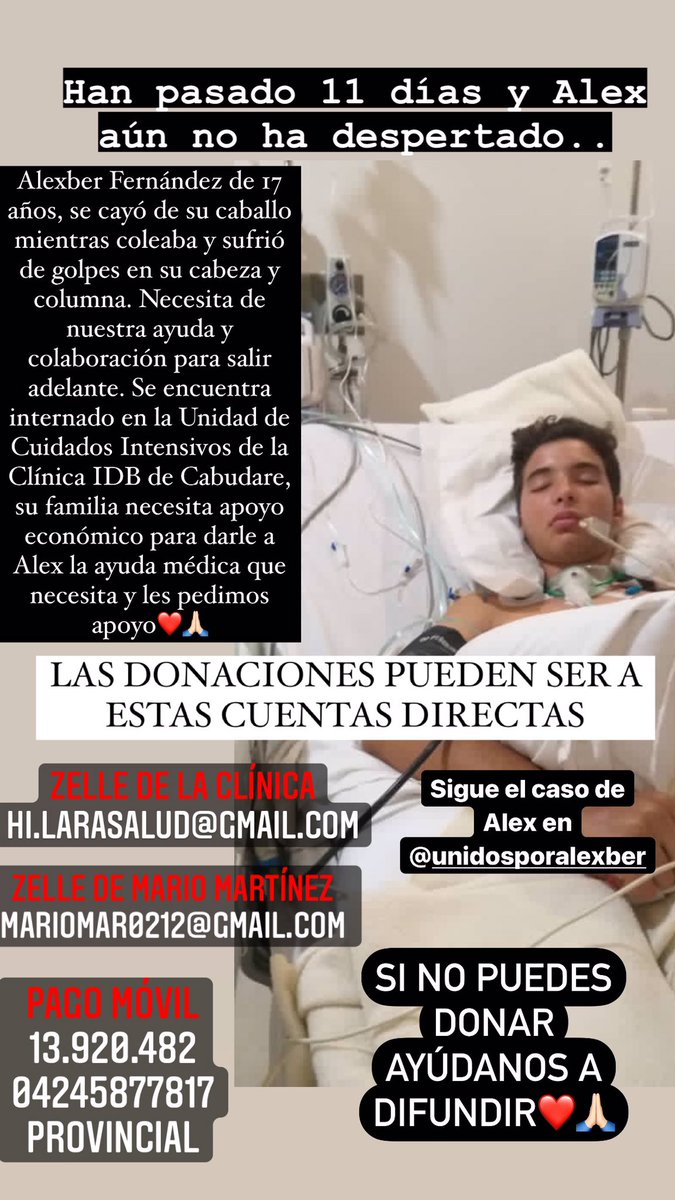 sweetfabu_'s tweet photo. por favor ayúdennos a difundir y a etiquetar a @SaschaFitness o a @nacholacriatura ❤️🙏🏻 necesitamos apoyo para difundir esta información! Alexber sigue en Cuidados Intensivos y necesitan ayuda para pagar las deudas🥺🙏🏻 https://t.co/AOP7DjjcUc