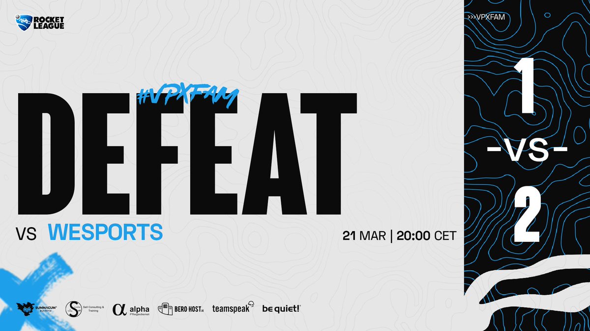 vuptrox's tweet photo. 🔹ʀᴏᴄᴋᴇᴛ ʟᴇᴀɢᴜᴇ ᴍᴀɪɴ🔹
Unser #RocketLeague Main Team verliert heute das erste mal in der @TalentRocketL Season 1 gegen @WeSports_de.
Das Match war auf Augenhöhe und definitiv machbar gewesen.
🇩🇪@VNooblo
🇩🇪@mng_rl
🇩🇪#Maxi96
GG´s Bois! ⚽️🏎️
#VPXWIN #VUPVUP #VPXFAM https://t.co/MvVM3cCbly