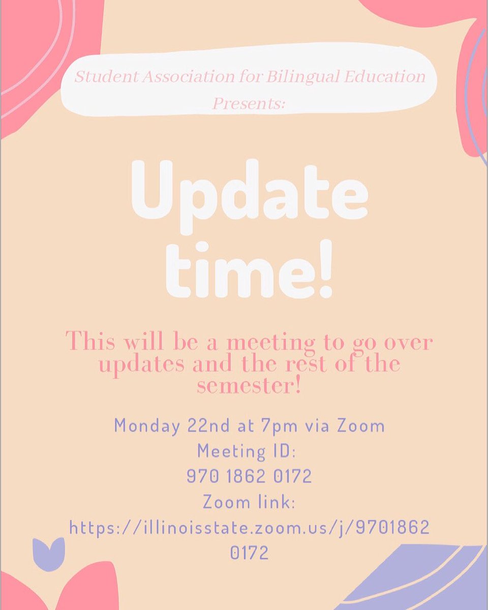 ISU_SABE's tweet photo. Are we seeing you tomorrow? MONDAY at 7pm via zoom we will be going over updates! Come have a good time with us! See you there! Link to the zoom is in the Bio ♥️ https://t.co/FmfFbsLj3P