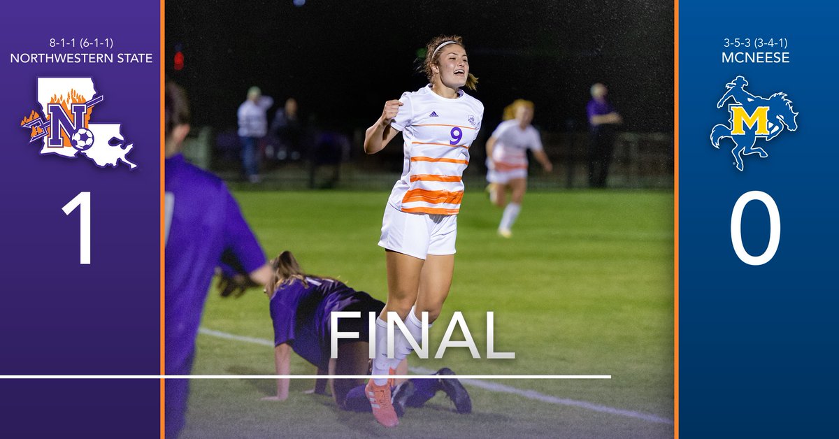 NSUDemonsSOC's tweet photo. Back on track with a road win at McNeese.

The lone goal of the game was a McNeese own goal.

We'll take next weekend off and return home a week from Thursday against Abilene Christian.

#ForkEm https://t.co/LDv1x3t1eH