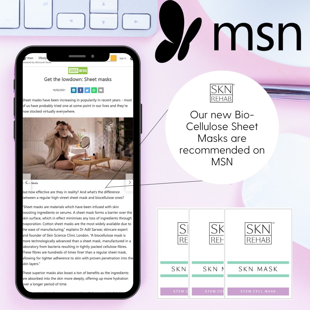 SKNRehab's tweet photo. We're featured in the press again 👏✨

Our new #SKNRehab Bio-Cellulose SKN Masks are recommended by MSN; in this great article talking all things home skincare &amp; sheet masks 🧖‍♀️

👓 Read the full article here: https://t.co/5r6qIyiwkY

🛍️ Shop the mask: https://t.co/o9sy9KI5Sb https://t.co/upfJUgYcoy