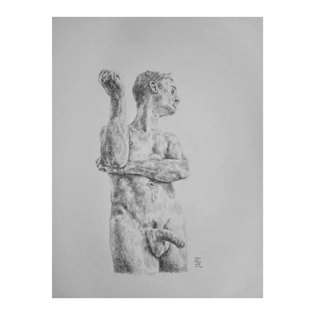 ExhibMax's tweet photo. A beautiful drawings from a guy with a beautiful name! 😍

Formosus, I am always absolutely delighted with your work! Thank you! 😘

Artist: @semper_augustus_gayart 🥰
Model: @ExhibMax 😉

....
#gay #gayart #gayartistsofinstagram #gayartist #gayantiques #gayartworks #gayartwork https://t.co/zPvlcLVjHo