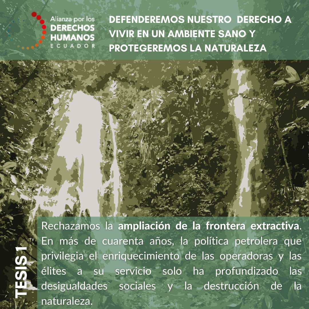 NandoBastias's tweet photo. TESIS 1 | La naturaleza es sujeto de derechos y debemos coexistir en armonía con ella. Defenderemos sus derechos. No más explotación y extracción.
Exigimos #CompromisoYA @LassoGuillermo @ecuarauz
🔴 Declaración completa: https://t.co/3mmV5UccOh https://t.co/8cg2esv9tG
