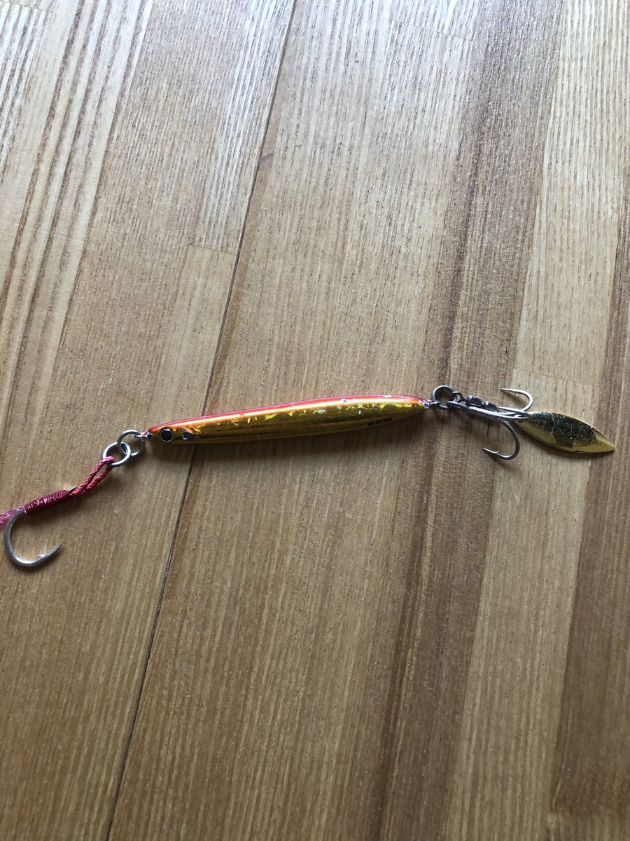 ALONELAVIDA1's tweet photo. まさか……😅
#マキジグジェット でヒット！
やっぱ濁りの時はレッドゴールド！
血抜きナイフ持ってきてなく即帰宅
後思ってたより寒いです🥶 https://t.co/7txZfMWsRO