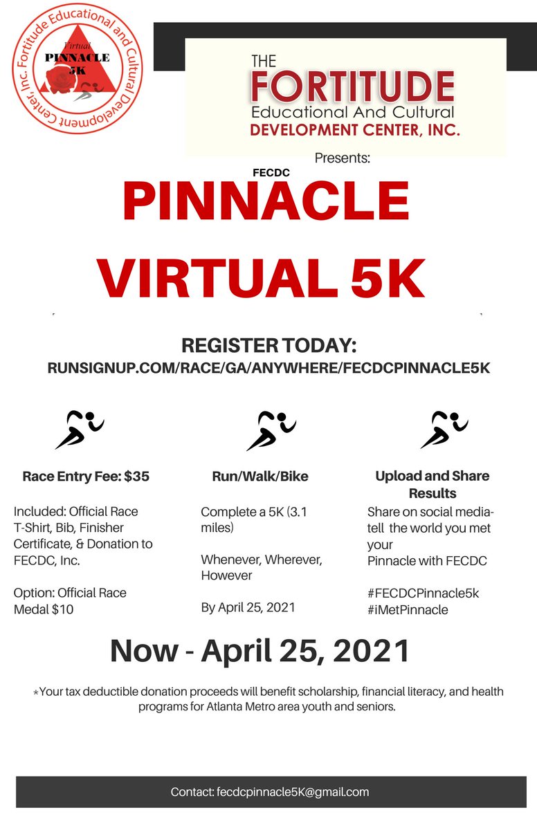 FECDCAtlanta's tweet photo. Spring is finally here... and what better time to get out and move!! REGISTER for the FECDC Pinnacle Virtual 5K Today!!! #FECDCAtl #FECDCPinnacle5K https://t.co/hTWBAwQfK1