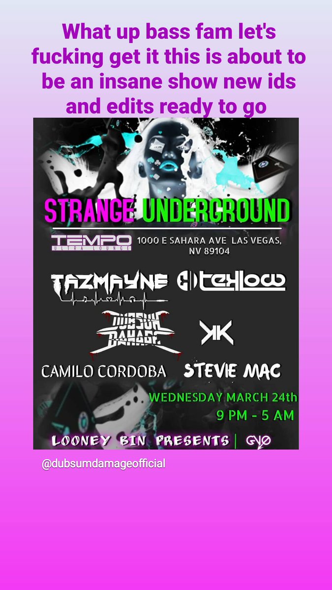 djdubsumdamage's tweet photo. #epicraves #DubNation #dubscribe #lostlandsfestival #gardenpartylv #headbangsociety #lasvegasraves #djdubsumdamage #invadetheplace https://t.co/CRHDRkSiwp