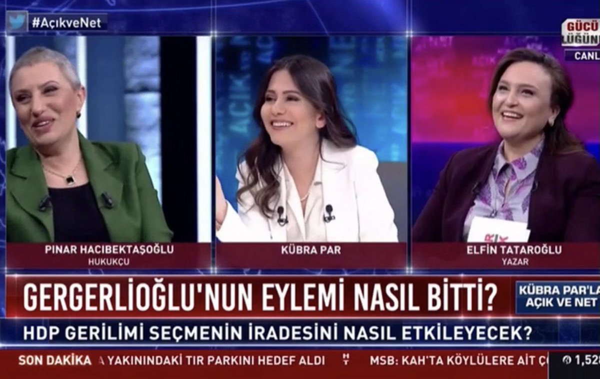 pinarhacibektas's tweet photo. Bu akşamki yayında ,mutlu Türkiye hayalinde aynı niyette; bu hayale ulaşmada farklı fikirlere sahip olmanın, kadirşinaslığın, vicdanın ve Hakk tesliminin önünde bir engel olamayacağını gösteren Elfin Tataroğlu”na ⁦⁩çok teşekkür ediyorum. ⁦@ElfinTataroglu⁩ @kubrapc⁩ https://t.co/iRoTXChg9T