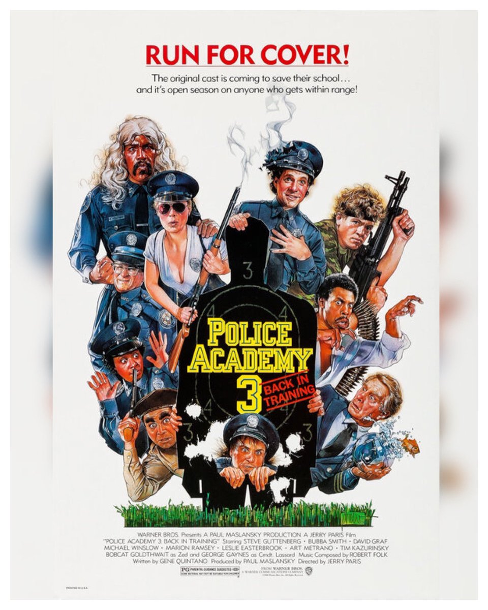 WreckLeaguePod's tweet photo. 35 Years #PoliceAcademy3BackInTraining Starring: #SteveGuttenberg #BubbaSmith #DavidGraf #MichaelWinslow #MarionRamsey #ArtMetrano #DebraleeScott #BrianTochi #BobcatGoldthwait #DavidJamesElliott Directed By: #JerryParis #PoliceAcademy https://t.co/MSPiFGNx5R