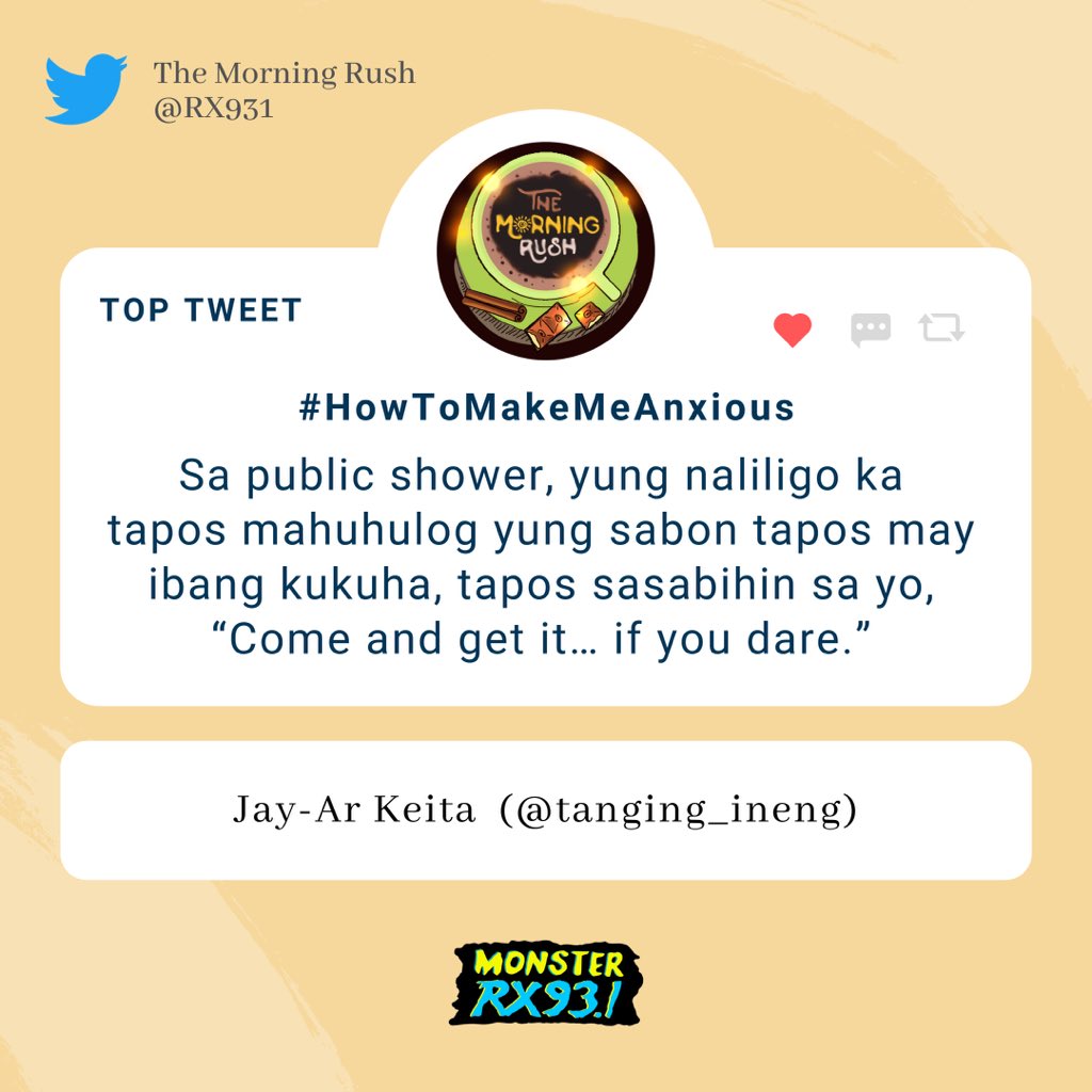 RX931's tweet photo. #HowToMakeMeAnxious from @tanging_ineng
#TheMorningRush https://t.co/W0RpX2s76K