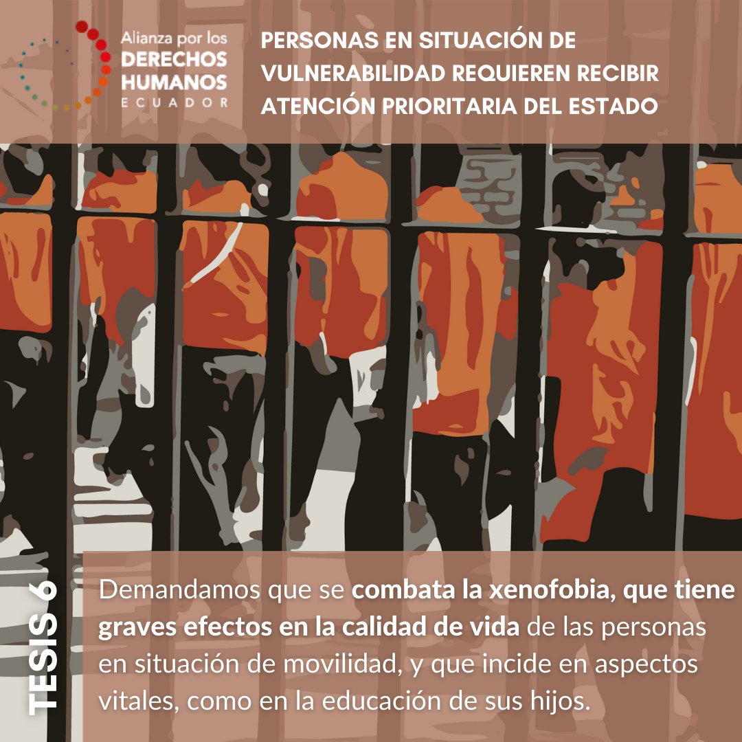 NandoBastias's tweet photo. TESIS 6: Demandamos que se combata la xenofobia. Es imperativo abordar la situación crítica en la que se encuentran las personas privadas de libertad en contexto de Covid-19. #COmpromisoYA @LassoGuillermo @ecuarauz
🔴 Declaración completa: https://t.co/3mmV5UccOh https://t.co/pS1Vo48Dok