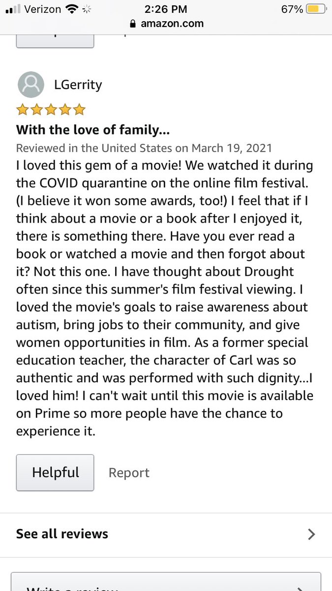 💙😭🙌 This review really means so much to us! We’re grateful to whoever took the time to share. We’re grateful to festivals for sharing this film with their audiences so more people hear about Drought. And especially grateful to Owen for sharing his talents! #grateful