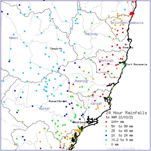 A scary picture for SE QLD and NE NSW with multiple locations receiving more than 200mm in the 24 hours to 9am today. North Tamborine with an amazing 240 mm. More rain is forecast #qldfloods #QldWeather #NSWFloods <a href="/heidimur/">Heidi Murphy</a>