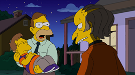 Homer: 9 años. Homer supera poco a poco la marcha de su madre con su nueva mascota, Bongo. El día de la inauguración de la central nuclear, el perro muerde al señor Burns que amenaza con sacrificarlo. Abe decide darlo a una casa de acogida, Homer le guardará rencor para siempre.