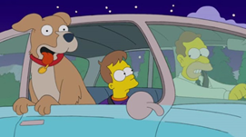 Homer: 9 años. Homer supera poco a poco la marcha de su madre con su nueva mascota, Bongo. El día de la inauguración de la central nuclear, el perro muerde al señor Burns que amenaza con sacrificarlo. Abe decide darlo a una casa de acogida, Homer le guardará rencor para siempre.