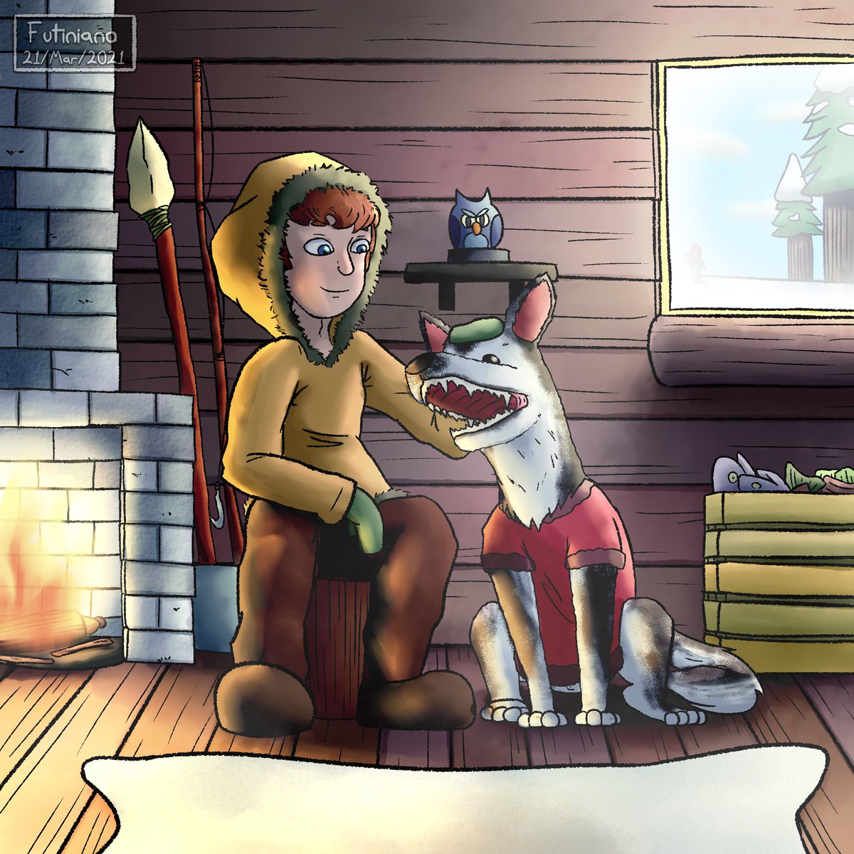 futiniano's tweet photo. Esquimal
Un joven esquimal en su cabaña descansando junto a su perrito. El escenario fue algo interesante, jeje... bueno, espero que les guste c:
#eskimo #esquimal #digitalart #dog #perro #fireplace #chimenea #chimney #lights #luces #cabin #cabana #cabaña https://t.co/0ku2tvX7Ou