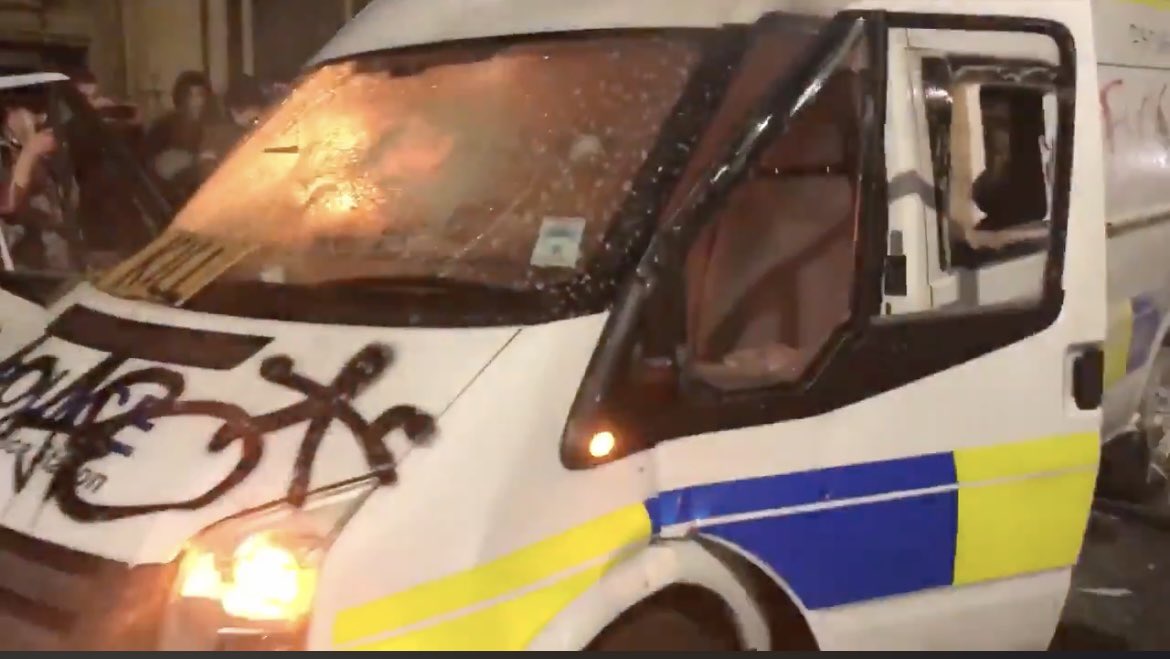 If you're protesting against a new law to limit your right to peaceful protest, it's probably a good idea to protest *peacefully*, not violently attack police officers, burn police vans or storm police stations or call your protest Kill The Bill. You're criminals, not protesters.
