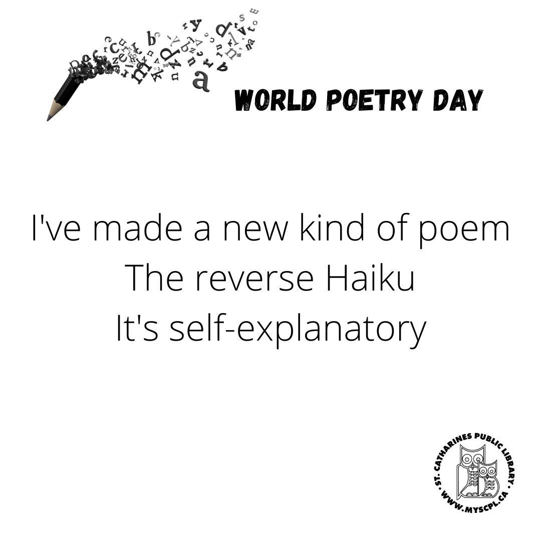 stcathlibrary's tweet image. #scplibrary #worldpoetryday #stcatharines #worldpoetryday2021