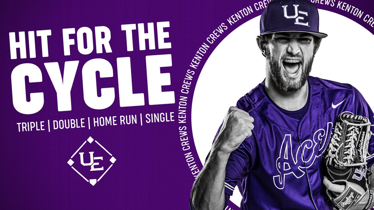 UEAthleticsBASE's tweet photo. Kenton hits for the 𝙁𝙄𝙍𝙎𝙏 cycle in program history! 

#ForTheAces https://t.co/4G4t6lUi6a
