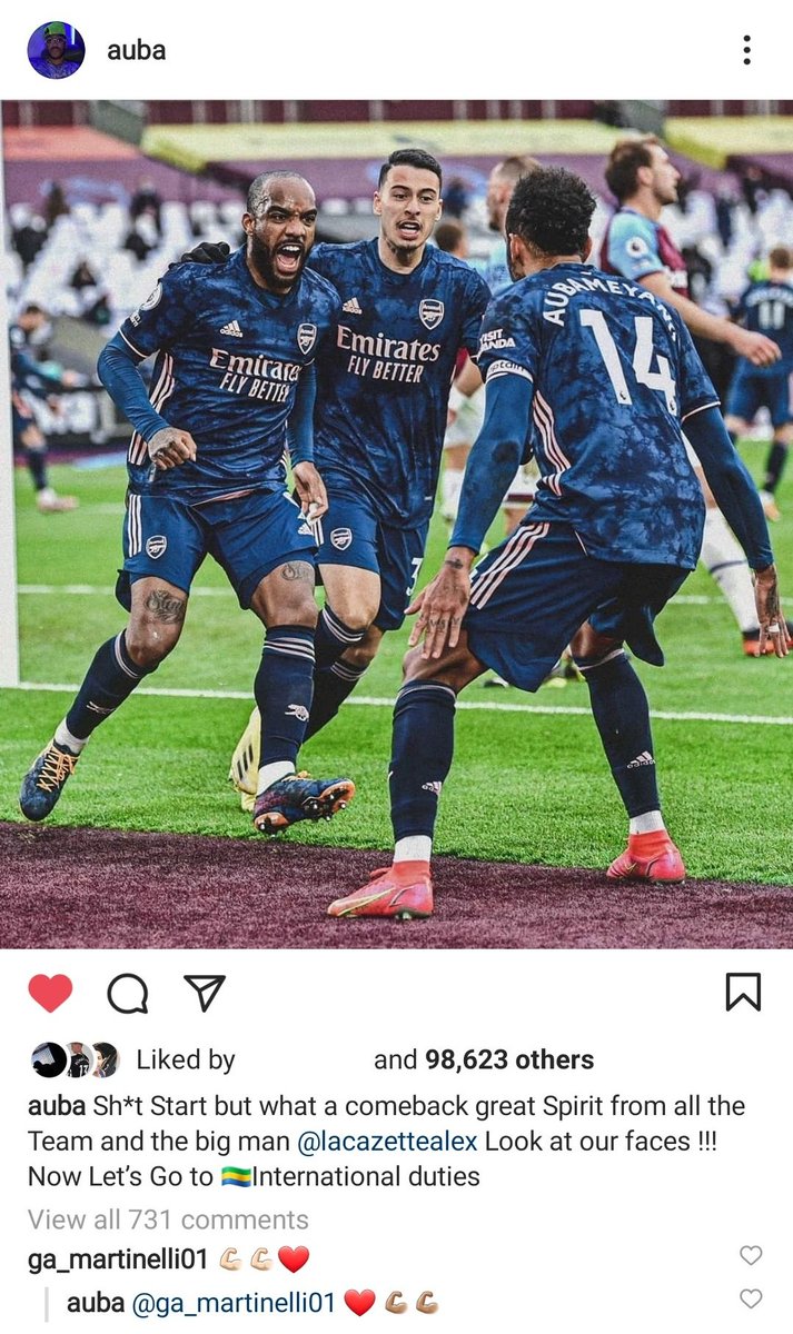 cdavison_afc's tweet photo. Aubameyang on Instagram 👇🏼 https://t.co/EVqqEUYSYy