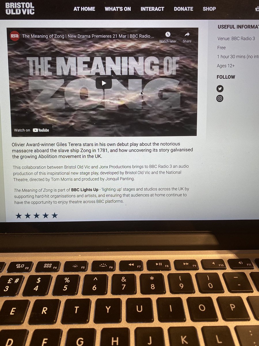 midwifeMaryLyn's tweet photo. I am more informed. @BristolOldVic @NationalTheatre #TheMeaningofZong. #wrongshelf #slavenarrative @GilesTerera @Mikejbal @MoronkeAkinola @BBCRadio3 #theatrefillsthesoul excellent writing ✍️ #fabproduction 🎭🎭🎭 https://t.co/vJyTbF7PHg