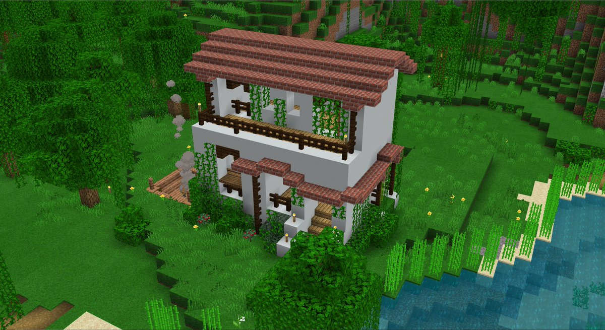 EvercraftMCPE's tweet photo. STARTER SPOTLIGHT: @_thommondo

Easily the most unique starter build this season, Thom's Italian-styled cottage sits nicely on the majestic Chad lake. Awesome work as always 😍

#Evercraft #Minecraft #SurvivalBuild #Bedrock #Multiplayer #MinecraftBuilds #MinecraftSMP https://t.co/9yxctTBVqH