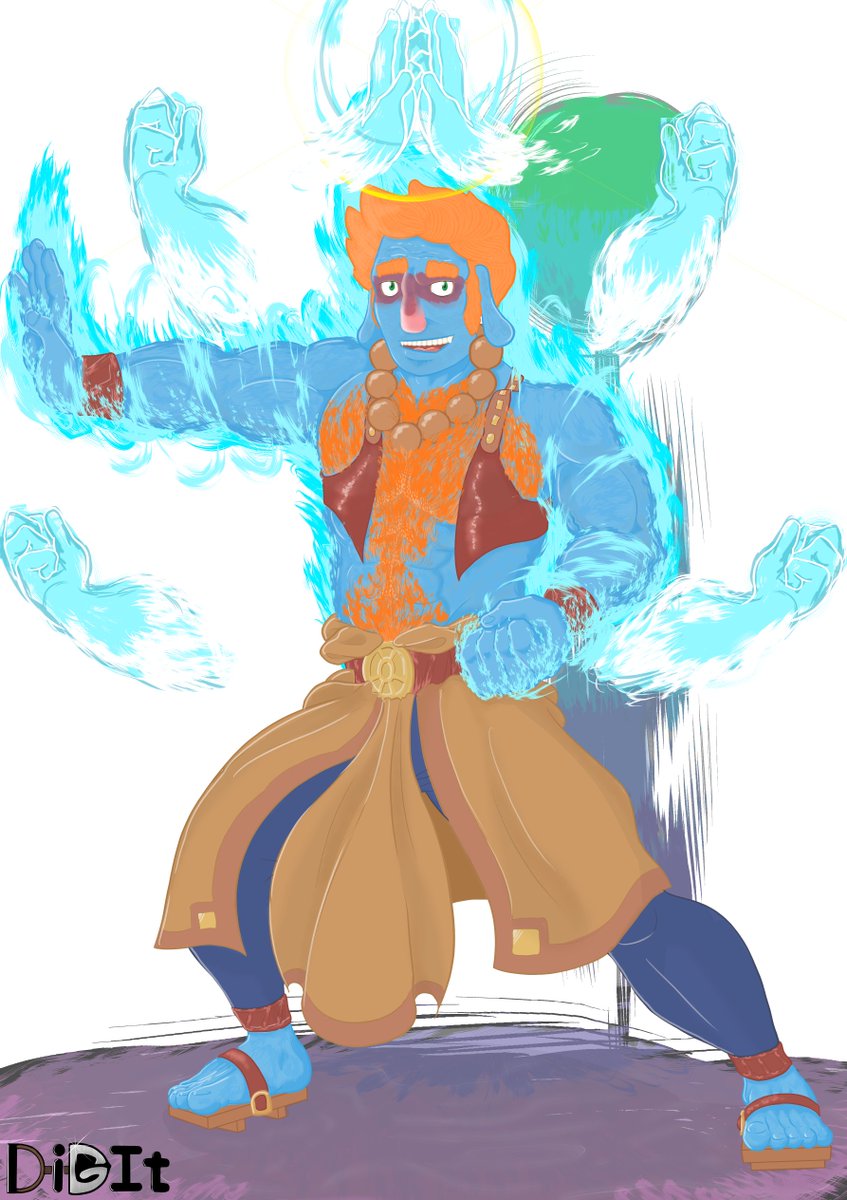 DigItdrawing's tweet photo. Commission of this fabulously dorky firbolg monk, and his dorky, astral self. I like his chest. Very furry. https://t.co/iDpoie8nK7