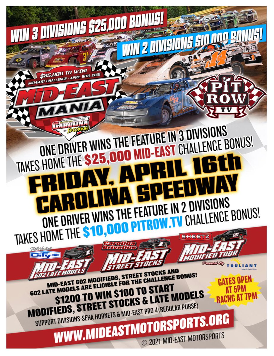 mideastracing's tweet photo. Less than a month away!!! Can anyone claim the $25,000 bonus? @PRNAtTheTrack @DirtonDirt https://t.co/OZDMy52ZqZ