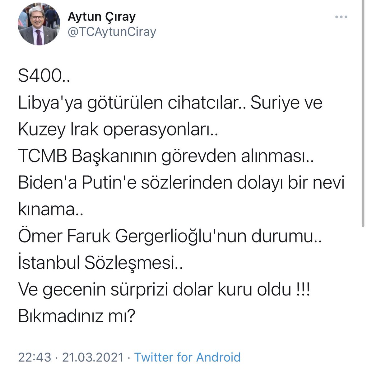 malicelik2023's tweet photo. Meselenin #dolar'dan bağımsız olduğunu Aytun Çıray itiraf etmiş aslında.

Dün de bugün de yarın da #DevletiminYanındayım https://t.co/vN2tPZsdql