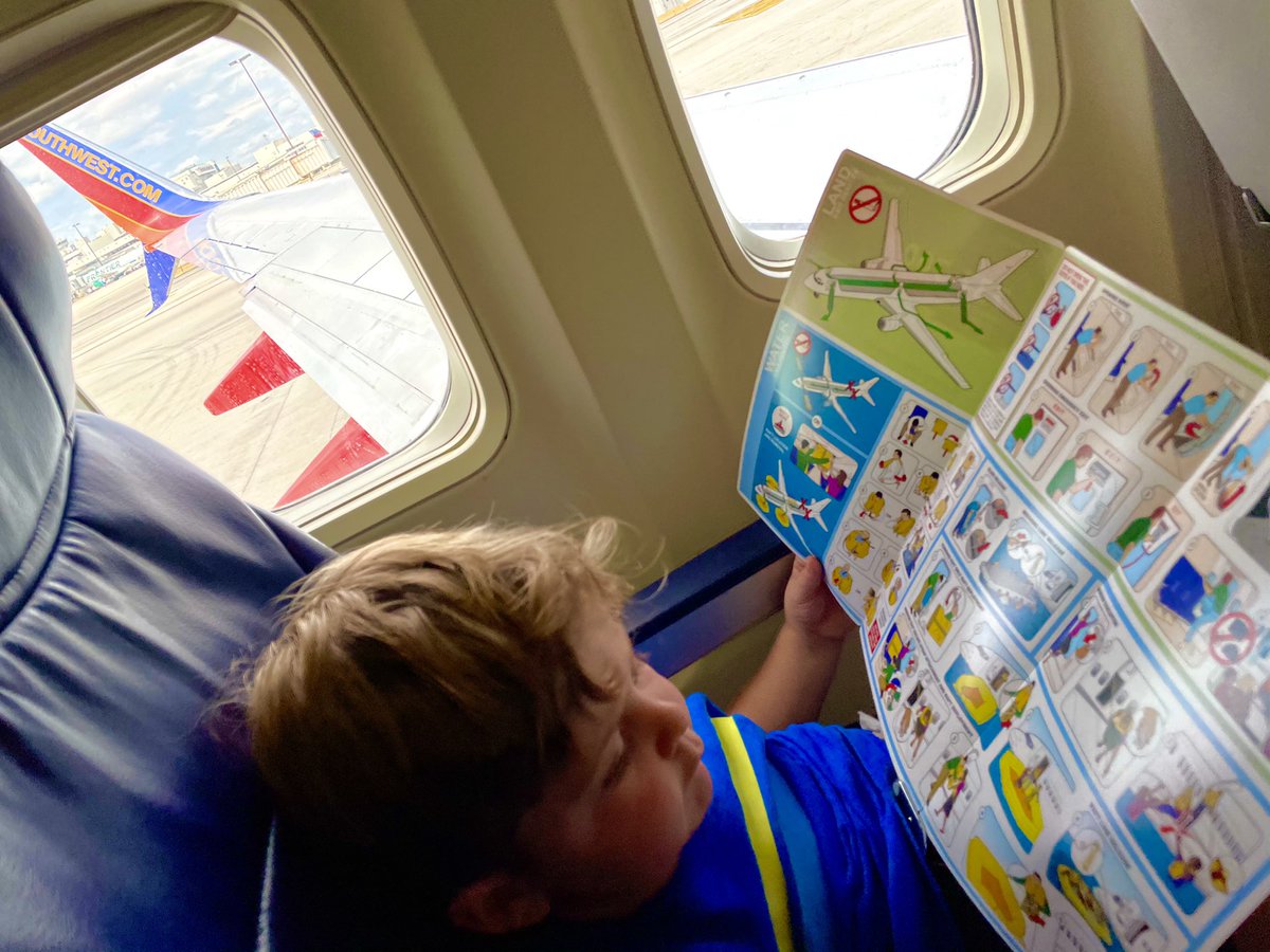 kaymic87's tweet photo. Jackson familiarizing himself with the safety manual before we takeoff back to Texas ❤️ @SouthwestAir #friendlyskies #toddlerswhofly #safetyfirst https://t.co/LpOxdrvo6Z