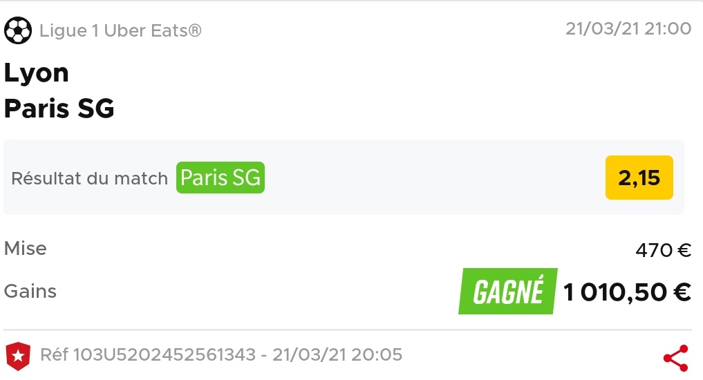 PaulKMu's tweet photo. @Betclic Merci Paris ! La folie du weekend qui paie bien 🥳🤑
#OLPSG #Ligue1UberEats https://t.co/37mS8iS3n0