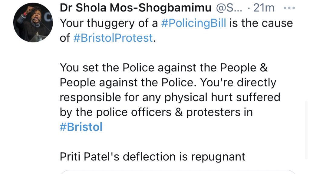 The Absolute State of this.

Hard Left apologists for Bristol lawlessness.

There is absolutely no excuse for violence. None.

Mahatma Gandhi taught the world peaceful non-violence ‘ahimsa’ is the most powerful form of protest.

Defend The Police.
Defend The Peace.