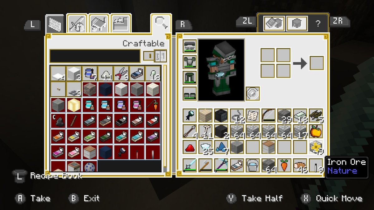 Hunckledorf's tweet photo. #Minecraft #NintendoSwitch For every large vein of any ore, I always seperate the ores I am mining from the ones already mined. https://t.co/ZuIKw7ole9
