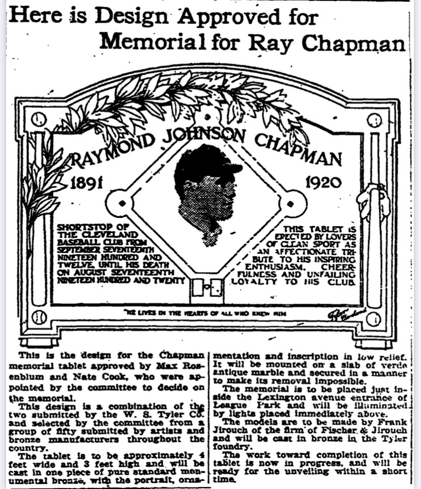 WarOnTheDiamond's tweet photo. Lost for decades, #RayChapman's plaque was hung in #HeritagePark, March 20, 2007. This piece of baseball history is highlighted in our upcoming documentary. #Waronthediamond #Chappie #Cleveland #Indians #MLB #SABR #documentary #History #baseball https://t.co/fwqtxI4mer