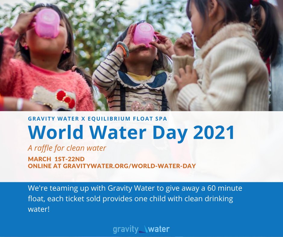 Last chance to win a float with a raffle ticket from Gravity Water, a local non-profit that builds clean drinking water systems around the world. Tickets are $8, and provide one child in need with clean water! Go to gravitywater.org/world-water-day to enter.