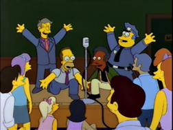 Homer tiene 32 años en 1985, y funda los Solfamidas. Se apunta Barney. Llegarán a ser más grandes que Jesús, aunque tendrán mecha muy corta. Ese mismo año es también 2001, Homer vende todas sus acciones inservibles de Apple para tener dinero para una bola de bolos que está guapa.