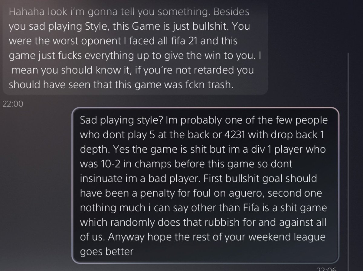 PaxlowHD's tweet photo. And the hate begins,  I didn't want to rub salt in the wounds that he lost to an old man as well #FIFA21 #FUT21 https://t.co/Xe3fOyyhGm
